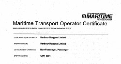 Harbour Margins Ltd is an approved operator under the Maritime Operator Safety System
