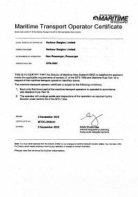 Harbour Margins Maritime Transport Operator Certificate (MTOC)